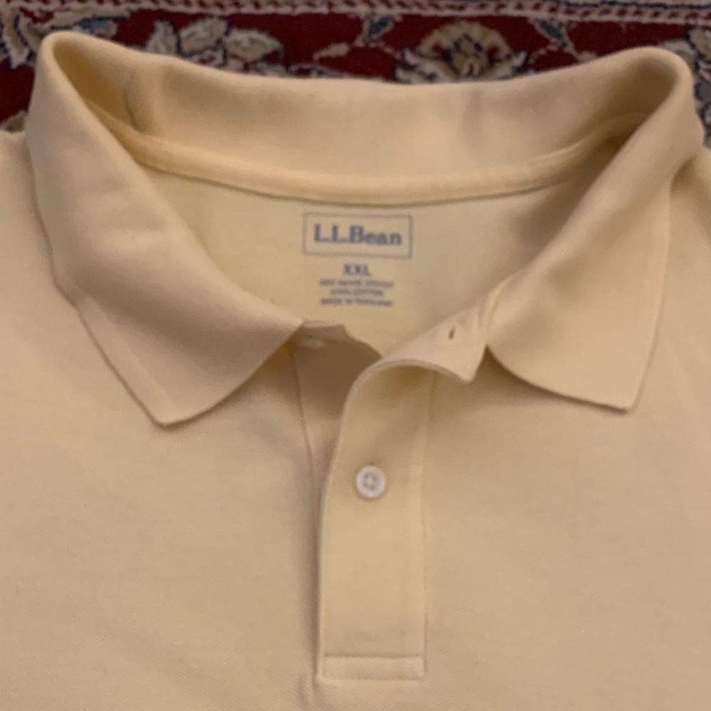 LL BEAN SS 2 Button All Cotton Harvest Gold Polo